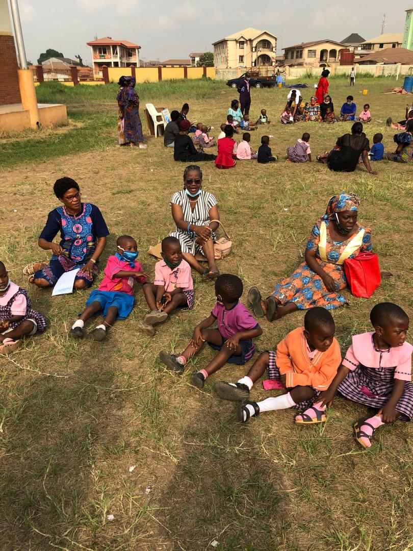 Children engaged in outdoor physical play activity